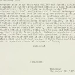 Telegram: 1951 September 22