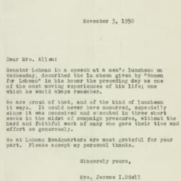Letter: 1950 November 3