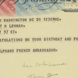 Telegram: 1958 March 28