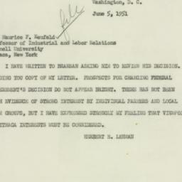 Telegram: 1951 June 5