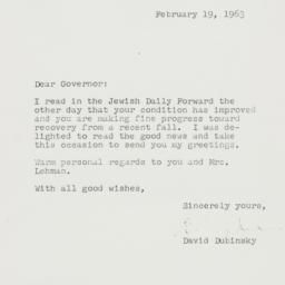 Letter: 1963 February 19