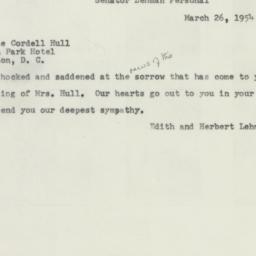 Letter: 1954 March 26