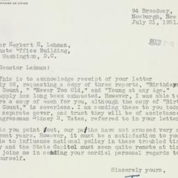 Letter: 1951 July 31