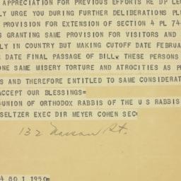 Telegram: 1950 April 17
