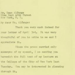 Letter: 1957 April 5