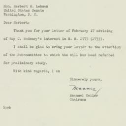 Letter: 1950 February 21