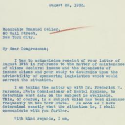 Letter: 1933 August 22