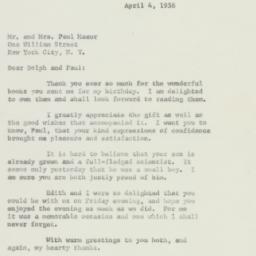 Letter: 1958 April 4