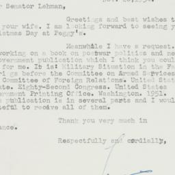 Letter: 1954 November 20