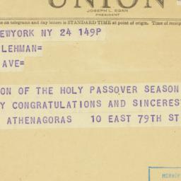Telegram: 1948 April 24