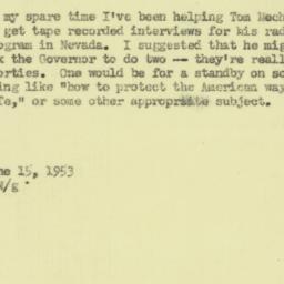 Note: 1953 June 15