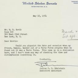 Letter: 1954 May 18