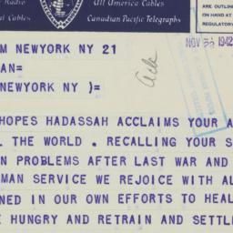Telegram: 1942 November 22