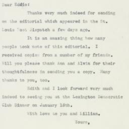 Letter: 1957 January 14