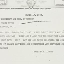 Telegram: 1933 March 17
