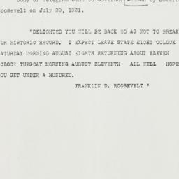 Telegram: 1931 July 29