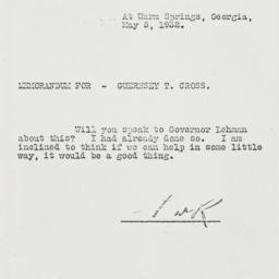 Memorandum: 1932 May 5