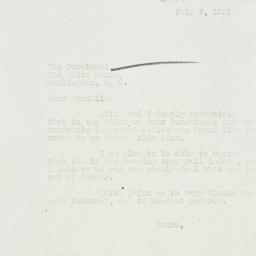 Letter: 1933 July 7