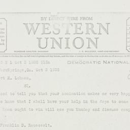 Telegram: 1928 October 2