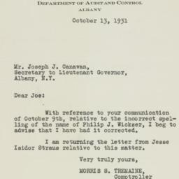 Letter: 1931 October 13