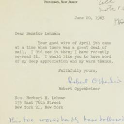 Letter: 1963 June 20