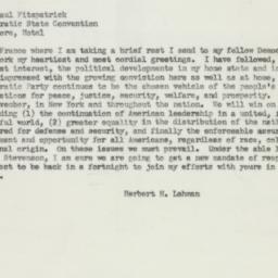 Telegram: 1952 August 25