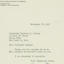 Letter: 1947 November 17