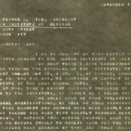 Letter: 1930 November 13