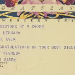 Telegram: 1949 November 9