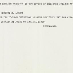 Telegram: 1951 May 10