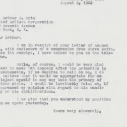Letter: 1962 August 9