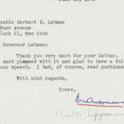 Telegram: 1946 June 19