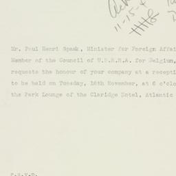 Invitation: 1943 November 15