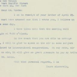 Letter: 1947 April 30