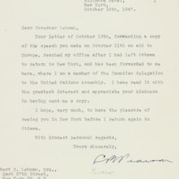 Letter: 1947 October 18