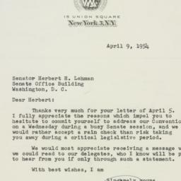 Letter: 1954 April 9