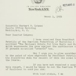 Letter: 1956 March 1