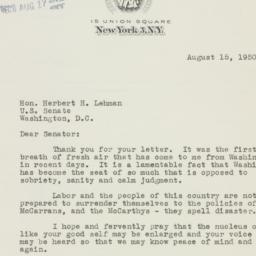 Letter: 1950 August 15
