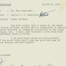 Memorandum: 1951 March 14