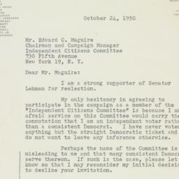 Letter: 1950 October 24