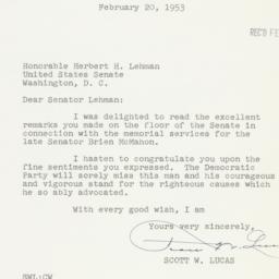 Letter: 1953 February 20
