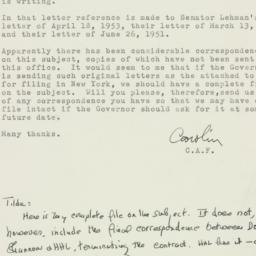 Memorandum: 1954 November 19