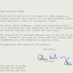 Letter: 1961 December 18