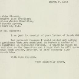 Letter: 1947 March 7