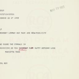 Telegram: 1963 March 28