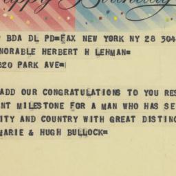 Telegram: 1958 March 28