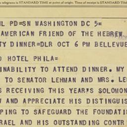 Telegram: 1957 October 5