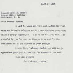 Letter: 1963 April 2