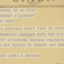 Telegram: 1948 January 26