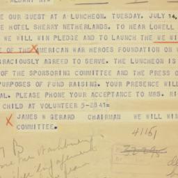 Telegram: 1942 July 9